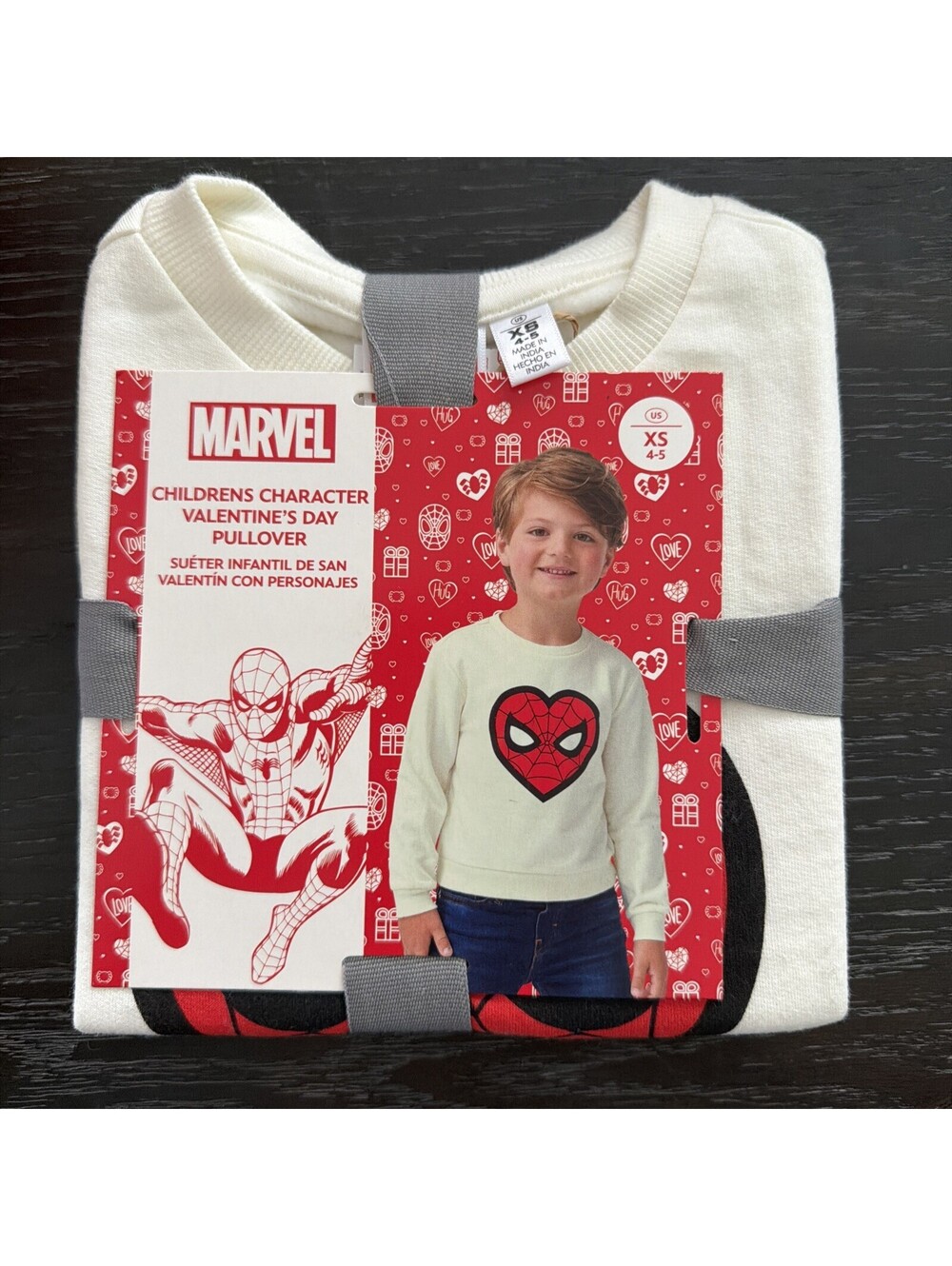 Marvel Valentine's Day Spider-Man Heart Mask Sweatshirt Children's Size XS (4/5)
